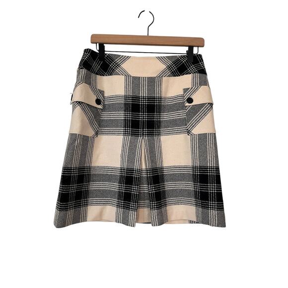 Talbots Womens Black and Cream Plaid Wool Blend Career Skirt Size 10 Petite - Picture 1 of 5